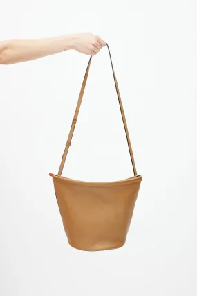 2018 Brown Leather Clasp Bucket Bag