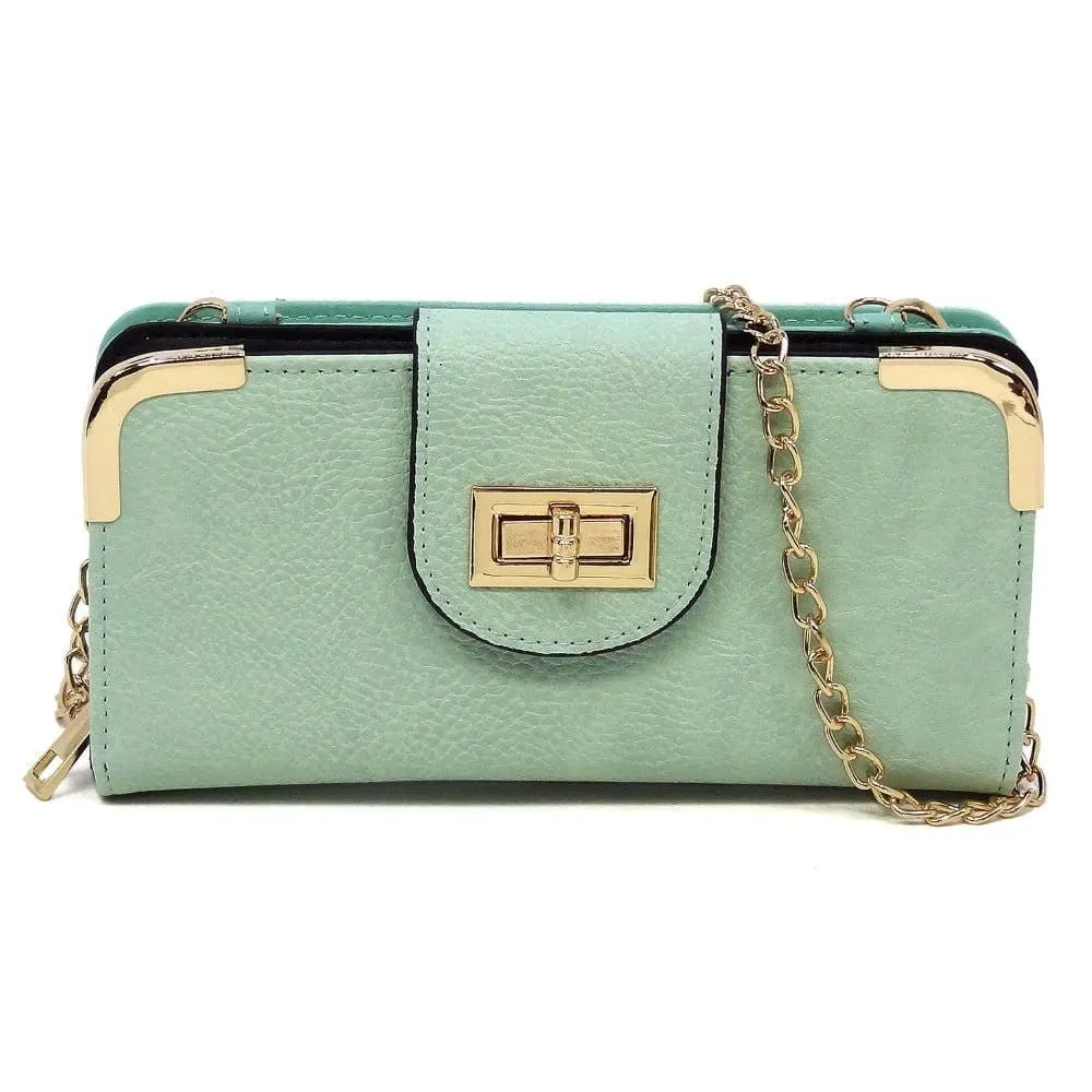 AD041 Turn Lock Crossbody Wallet