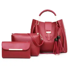ASTER  3 PIECE MEHROON HANDBAG