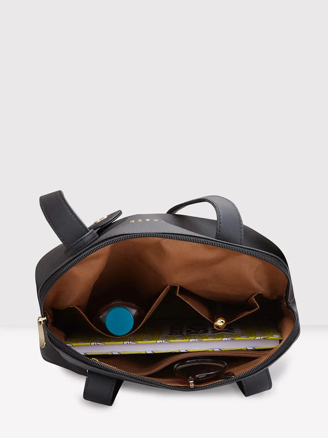 Caprese Jensen Small Satchel Solid Faux Leather For Women Black