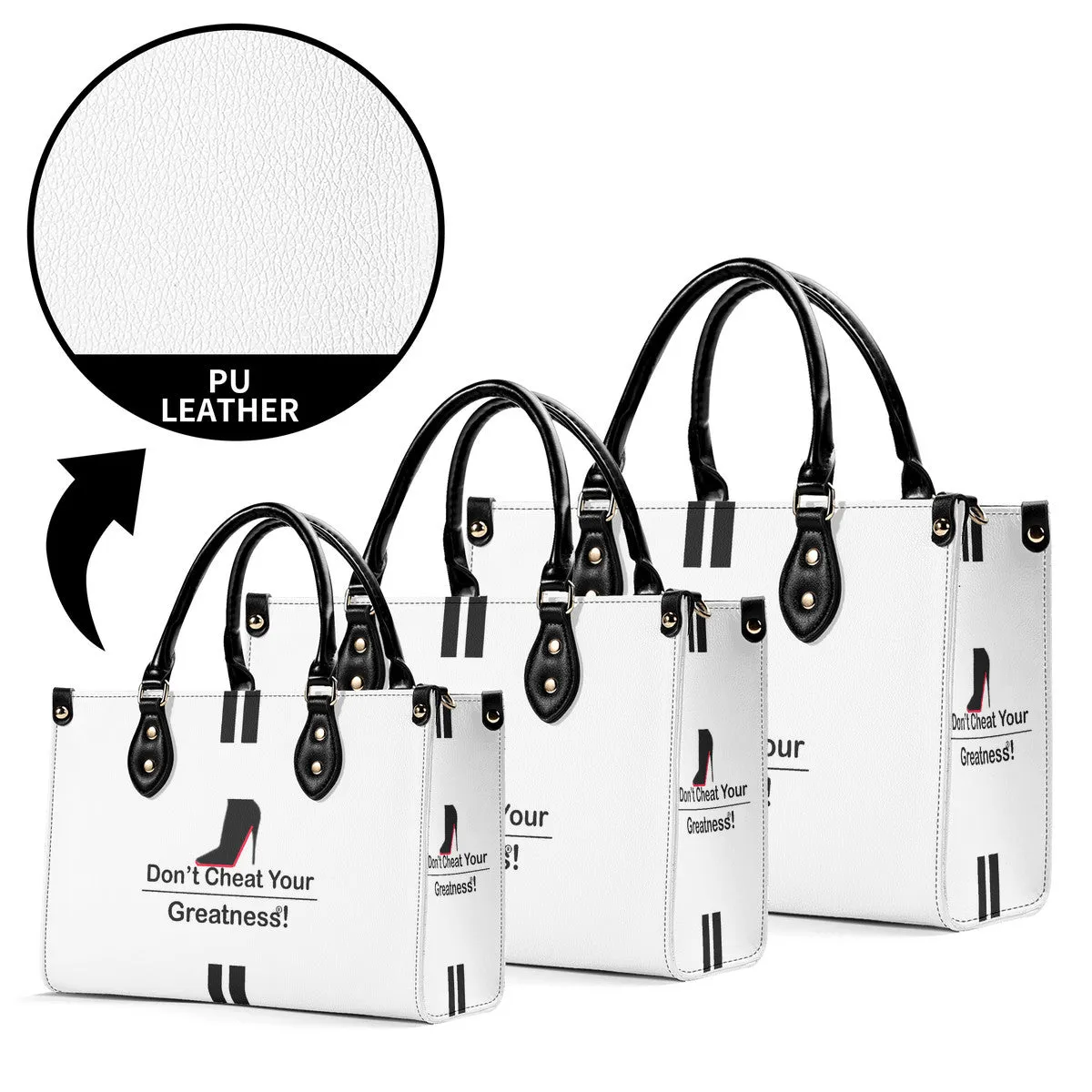 DCYG Black Red Bottoms & White Multiple Sizes Upgraded Luxury Women PU Leather Handbag