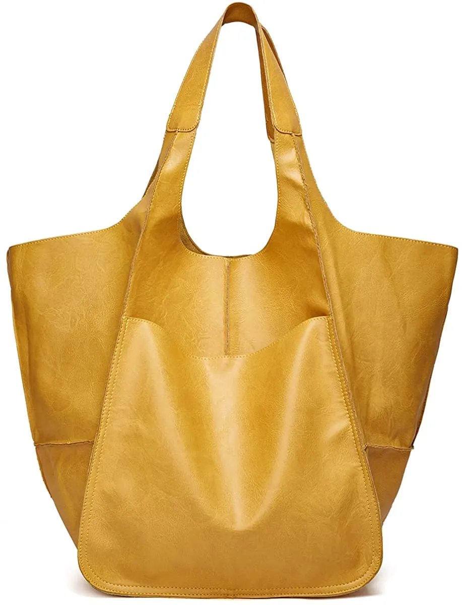 Fashion Yellow PU Large Handbag