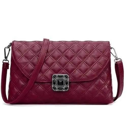 Female New Tide Vintage Lock Bag Inclined Shoulder Bag - Red