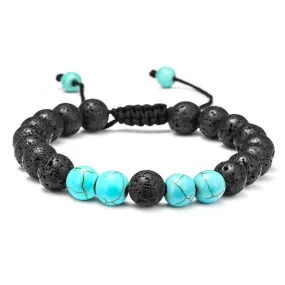 Lava Rock Bracelet - 8mm Lava Rock Bead Blue Turquoise Anxiety Bracelet  Men Women Stress Relief Yoga Beads Aromatherapy Essential Oil Diffuser Healing Bracelets