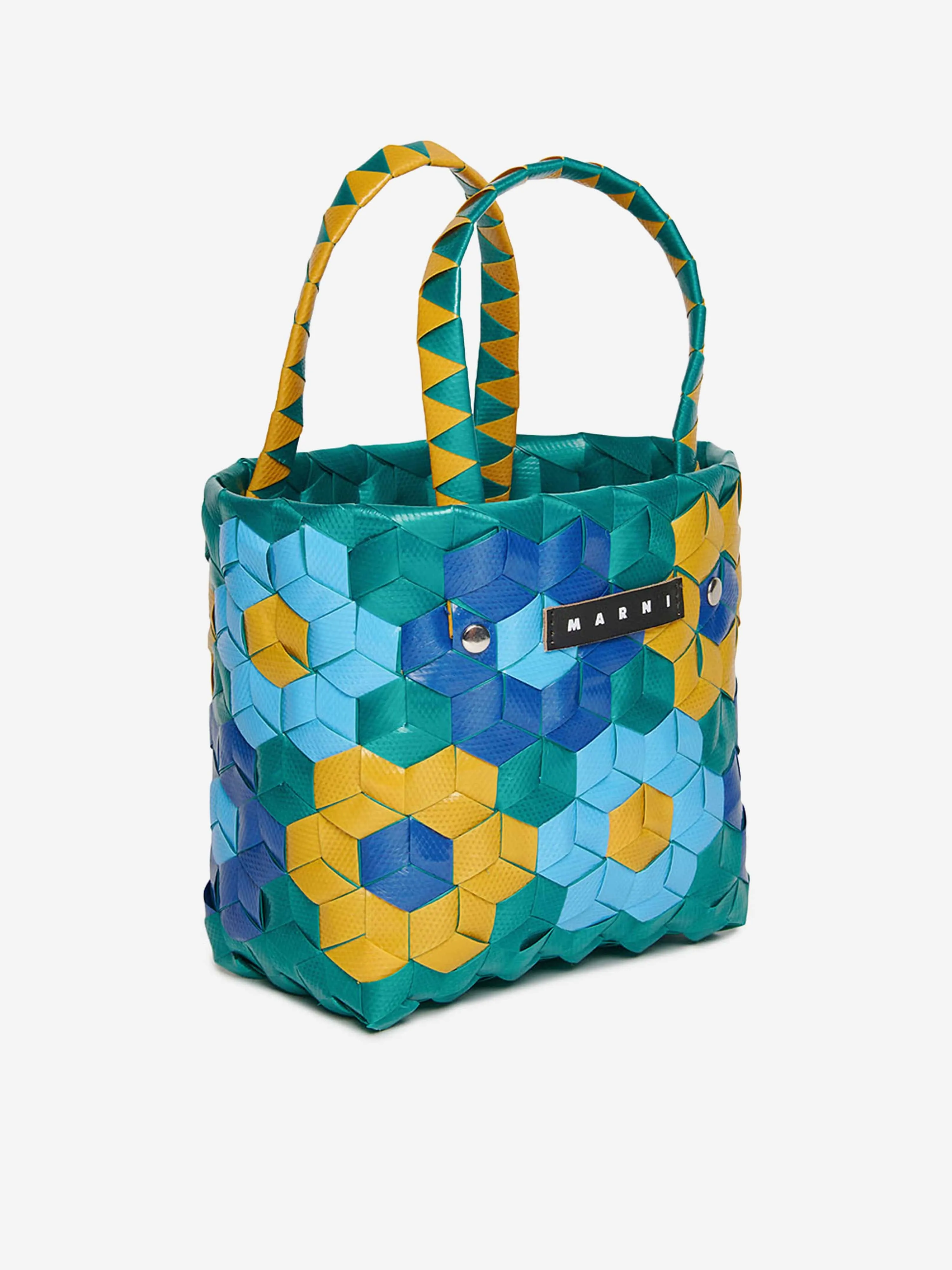 MARNI Girls Sunflower Woven Bag in Green (17.5cm)