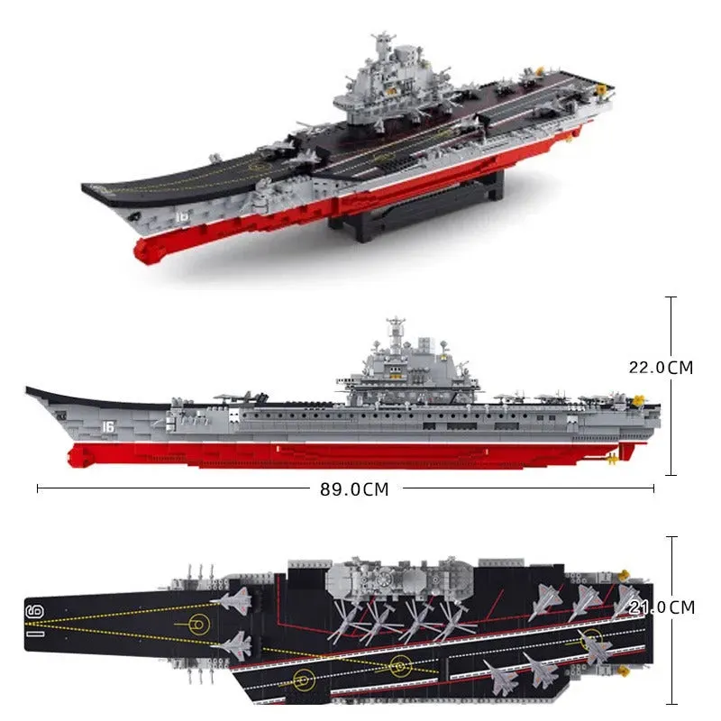 MOC WW2 Aircraft Carrier Warship Bricks Toys