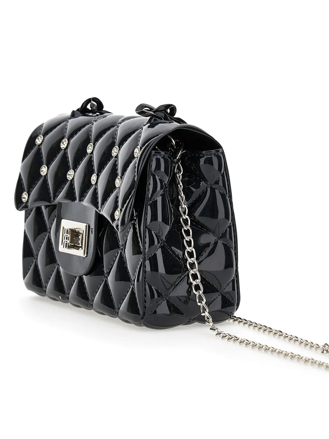 MONNALISA Black handbag with rhinestone for girl-17A005