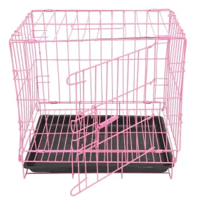 of Folding With Toilet Dog Cage Poodle Small And Medium Dog Cat Cage Rabbit Cage Puppy Cage Pet moving Container(Blue35cm)