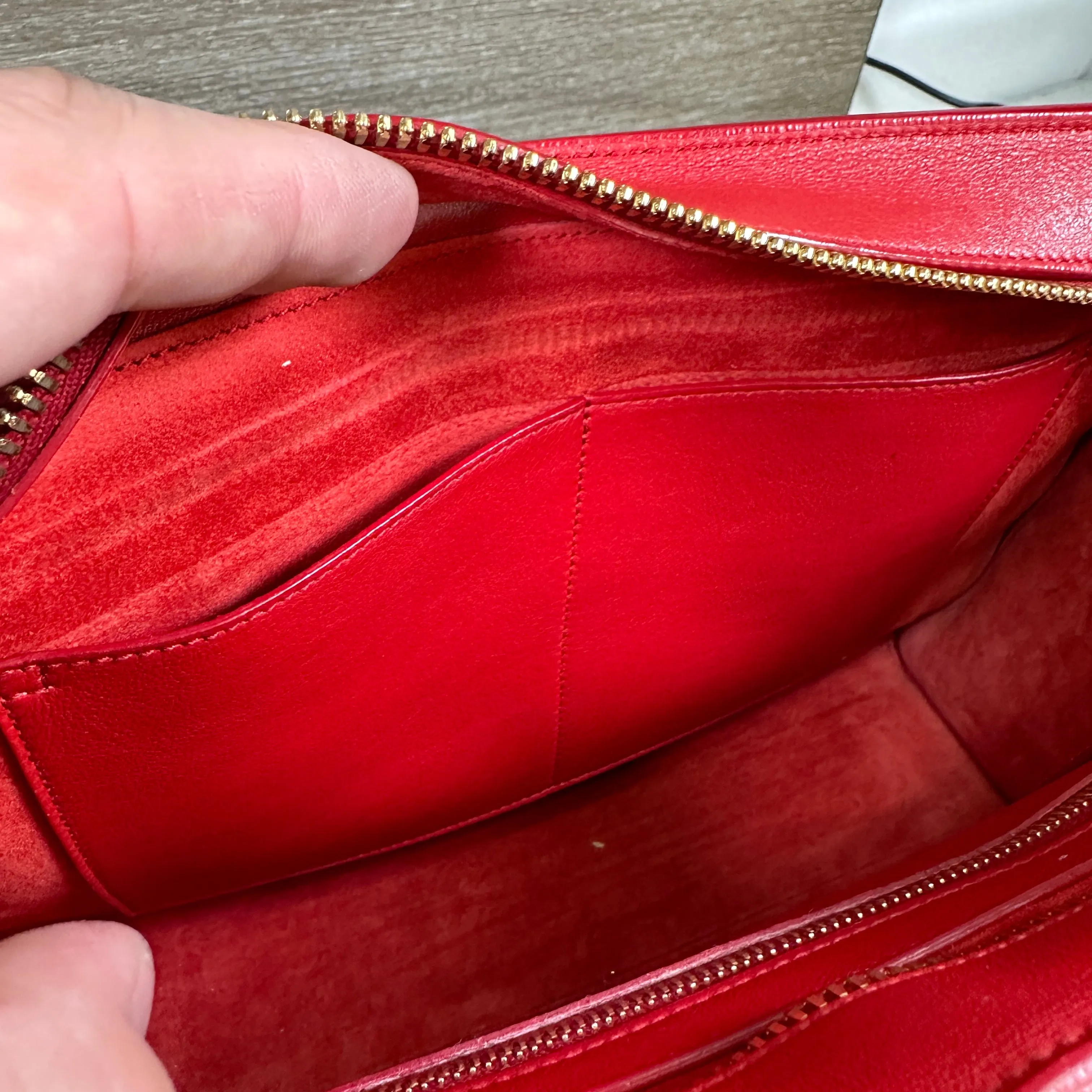 Saint Laurent Calfskin Monogram Baby Cabas - Red