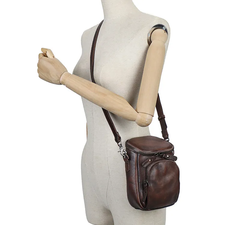 Small Ladies Side Bag Brown Leather Crossbody Bag
